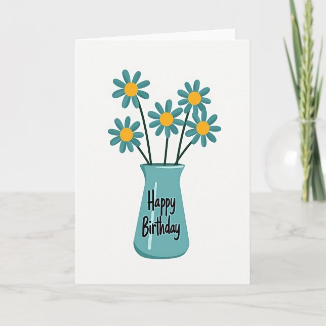 Carte de vœux d'anniversaire Teal Bloom (Devant)
