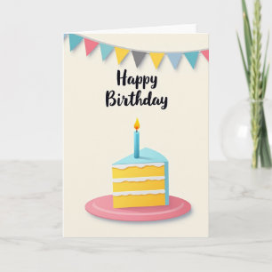 Carte de voeux d'anniversaire tranche de gâteau de