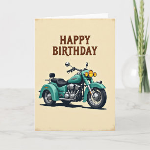 Carte de vœux d'anniversaire Tricycle sarcelle