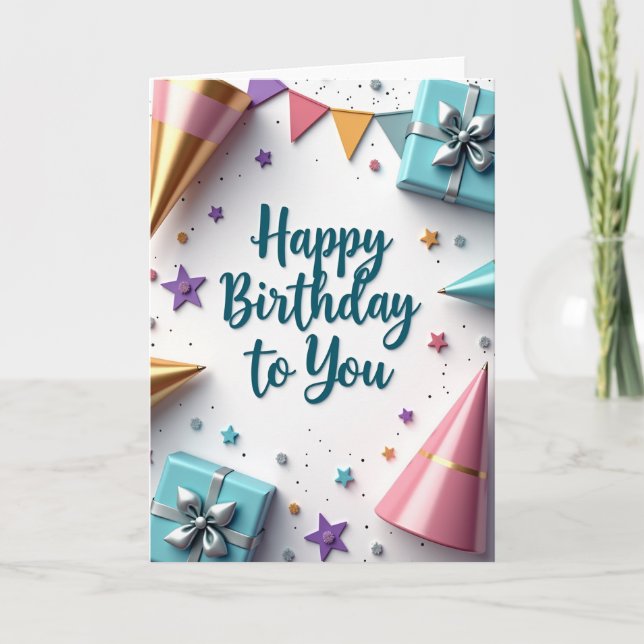Carte de Vœux d'Anniversaire Turquoise (Devant)