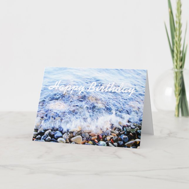 Carte de voeux d'anniversaire vague bleue (Devant)