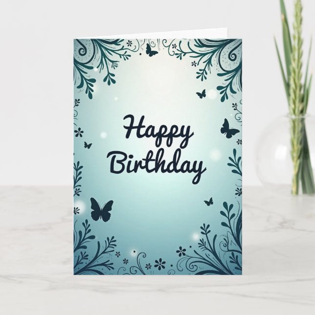 Carte de vœux d'anniversaire vert sarcelle (Devant)