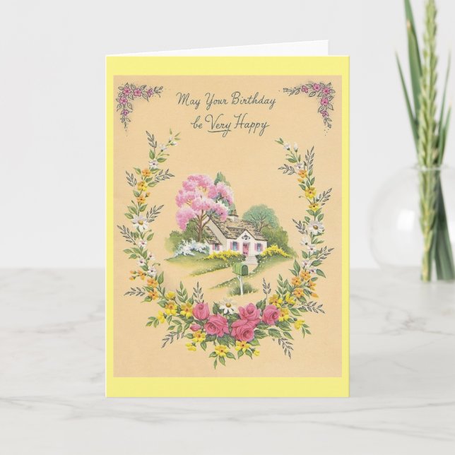 Carte de voeux d'anniversaire vintage (Devant)
