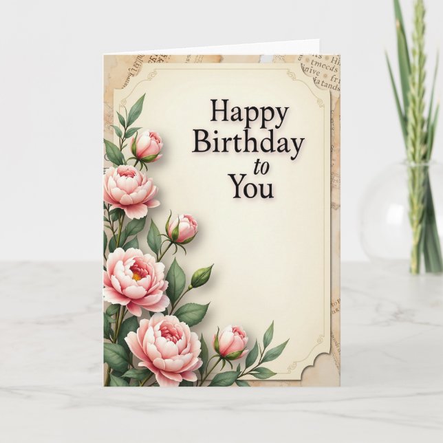 Carte de vœux d'anniversaire vintage (Devant)