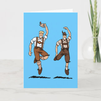 Carte de voeux Danse Bavarian Lederhosen Hommes