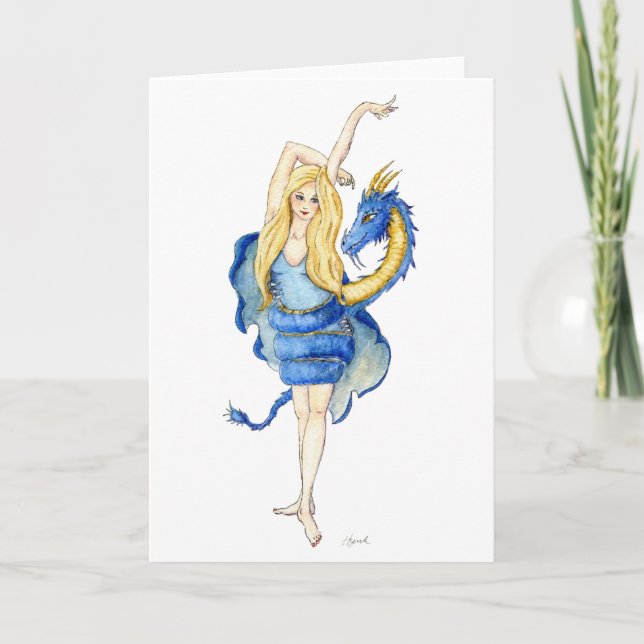 Carte de voeux Danseuse Dragon (Devant)