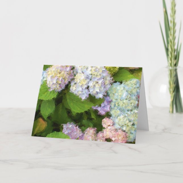 Carte de voeux d'aquarelle d'hortensias (Devant)