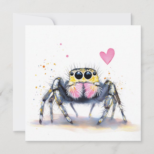 Carte de vœux d'araignée sauteuse mignonne (Devant)