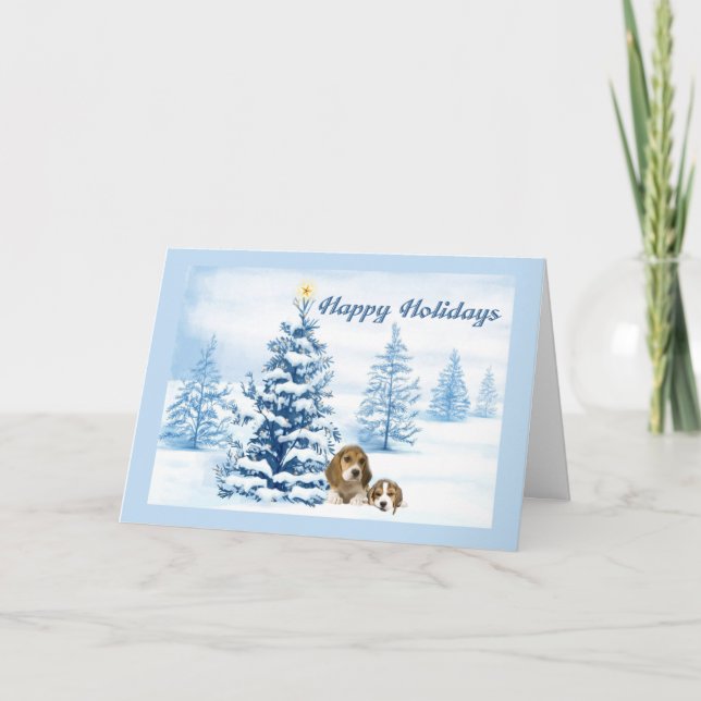 Carte de voeux d'arbre de Milou de Noël de beagle (Devant)