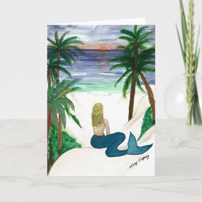 Carte de voeux d'art Blond Mermaid (Devant)