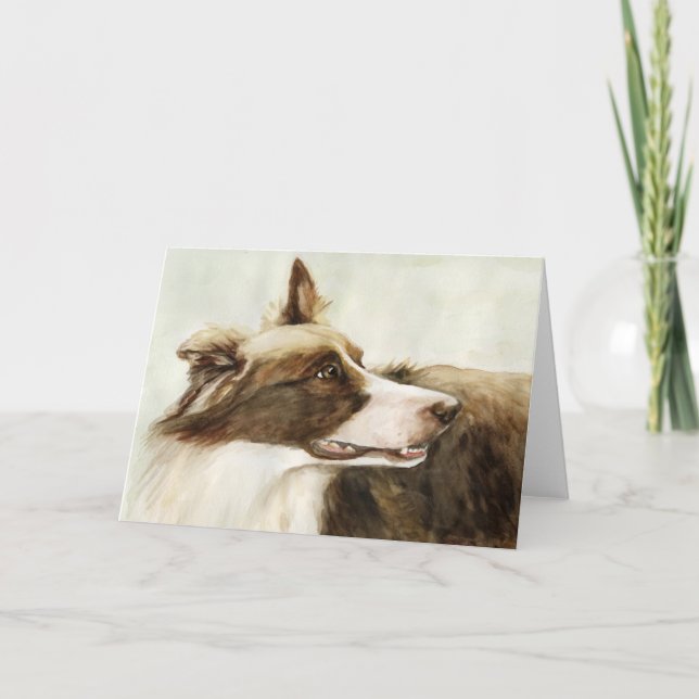 Carte de voeux d'art "Bordure Collie Profile" (Devant)