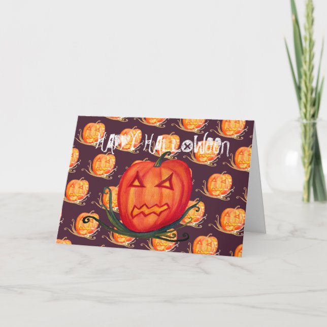 Carte de voeux d'Art Citrouille d'Halloween (Devant)