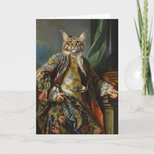 CARTE DE VOEUX D'ART DE CHAT PORTANT DES VÊTEMENTS