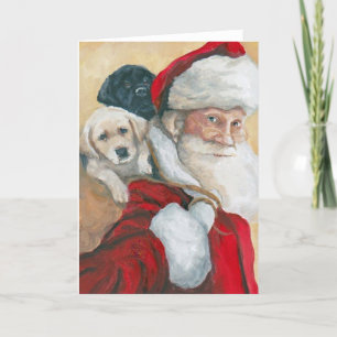 Carte de vœux d'art de chien de Père Noël Puppy Re