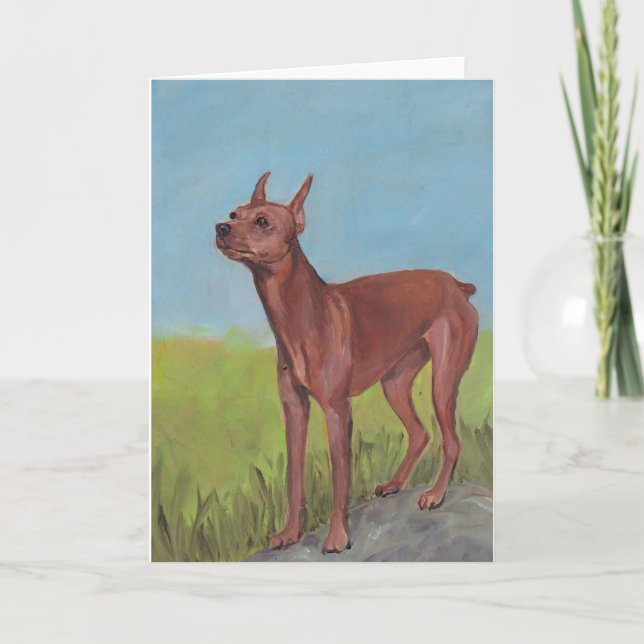 Carte de voeux d'art de chien de Pinscher (Devant)