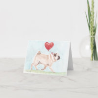 Carte de vœux d'art de chien Pug Heart