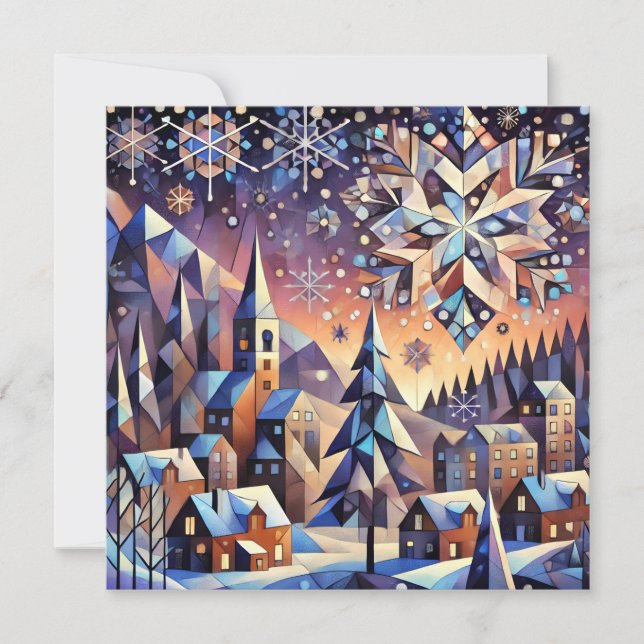Carte de vœux d'art de nuit d'hiver (Devant)