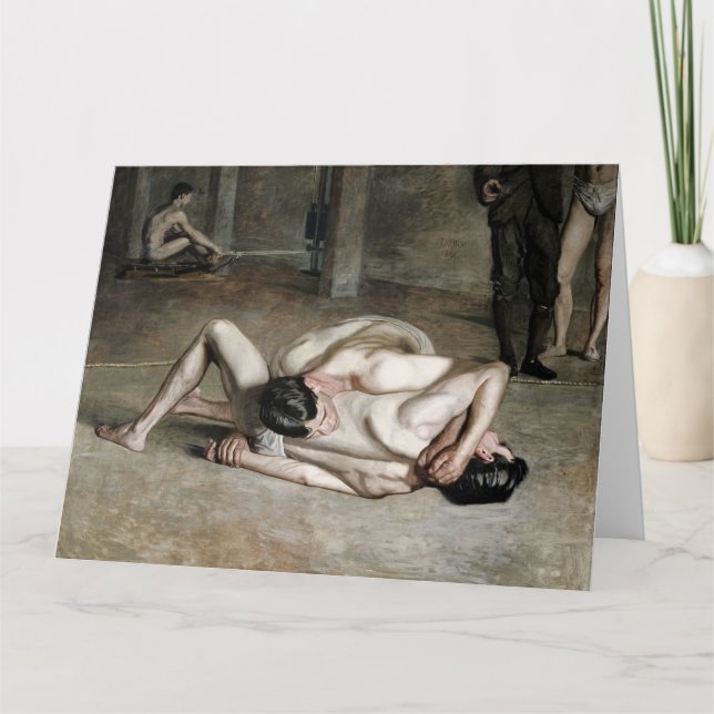 Carte de vœux d'art fin Wrestlers (Devant)