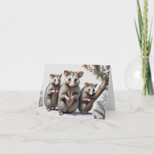 Carte de voeux d'art Opossum Family Illustration