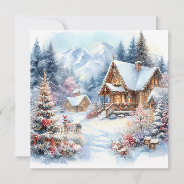 Carte de voeux d'Art Paysage de Noël (Devant)