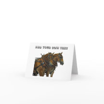 Carte de vœux d'attelage de chevaux de trait belge