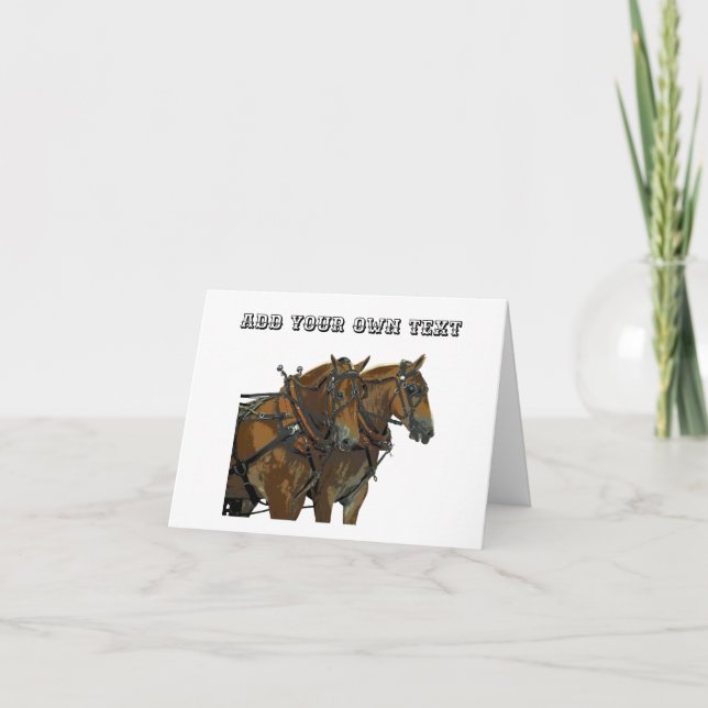Carte de vœux d'attelage de chevaux de trait belge (Devant)
