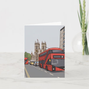 Carte de vœux d'autobus londonien et de l'abbaye d