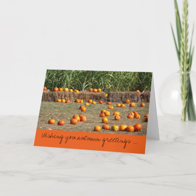 Carte de voeux d'automne citrouille, Corn et Hay (Devant)
