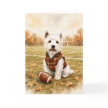 Carte de vœux d'automne de football Westie