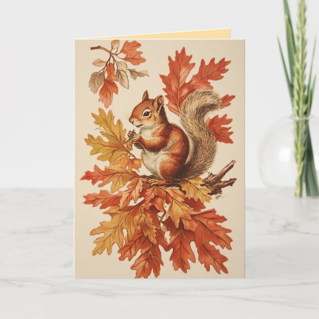 Carte de vœux d'automne écureuil (Devant)