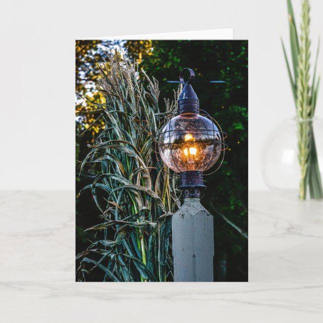 Carte de voeux d'automne Lampost Aglow (Devant)