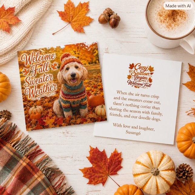 Carte de vœux d'automne pour amoureux de chiens (Créateur téléchargé)