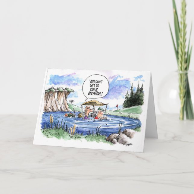 Carte de voeux de bande dessinée de golf : Mauvais (Devant)