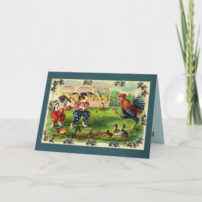 Carte de voeux de baseball Bunny de Pâques (Devant)