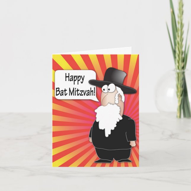 Carte de voeux de bat mitzvah - caractère rabby (Devant)