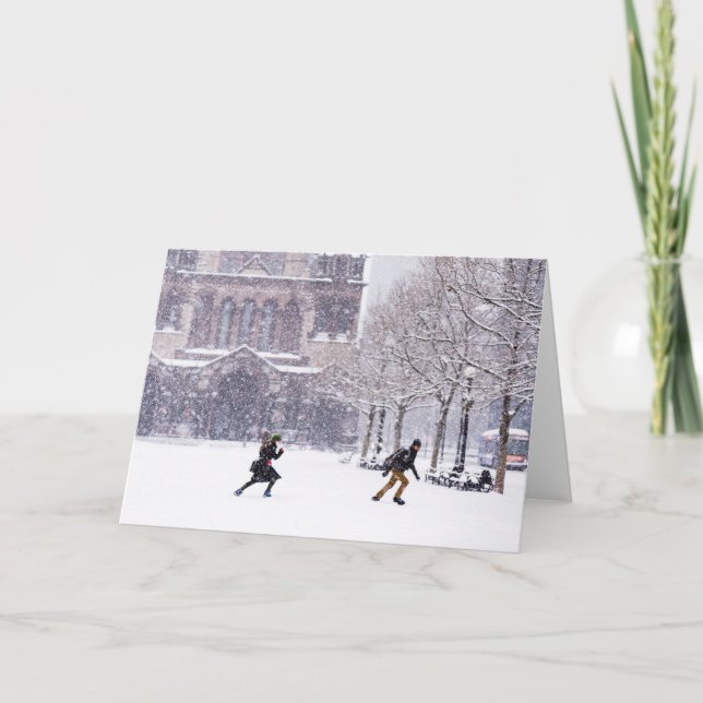 carte de vœux de bataille de boules de neige de Bo (Devant)