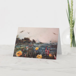 Carte de voeux de beaux-arts de fleurs sauvages et