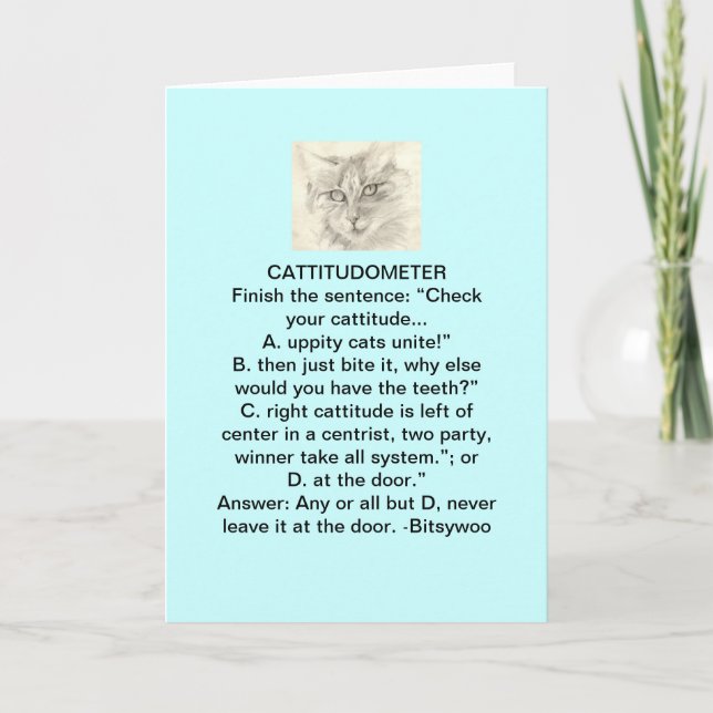 Carte de voeux de Bitsywoo Cattitudometer (Devant)