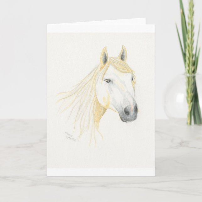 Carte de voeux de blanc d'amour de cheval (Devant)