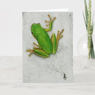 Carte de voeux de blanc de grenouille verte