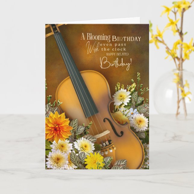 Carte de vœux de bon anniversaire en retard - Thèm (Fleur jaune)