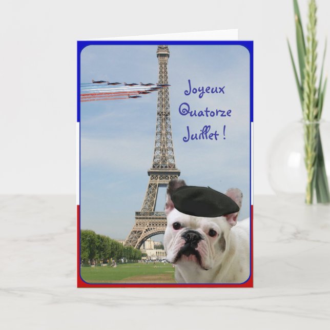 Carte de voeux de bouledogue français de Quatorze (Devant)