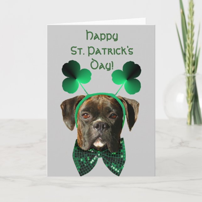 Carte de voeux de boxeur du jour de St Patrick (Devant)