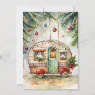 Carte de vœux de campeur de Noël
