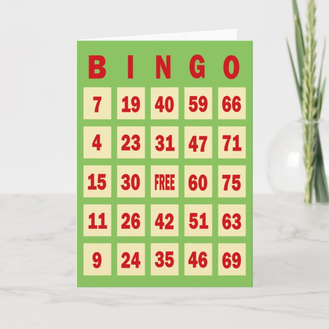 Carte de voeux de carte de bingo-test (Devant)