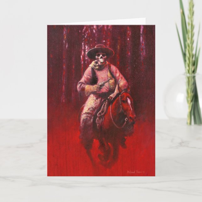 Carte de vœux de cavalier cowboy squelettique (Devant)