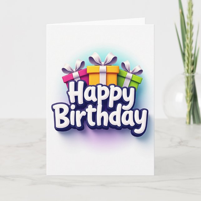 Carte de voeux de célébration de cadeaux 3D (Devant)