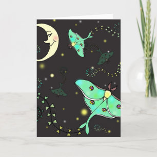 Carte de voeux de cerfs-volants de mite de Luna