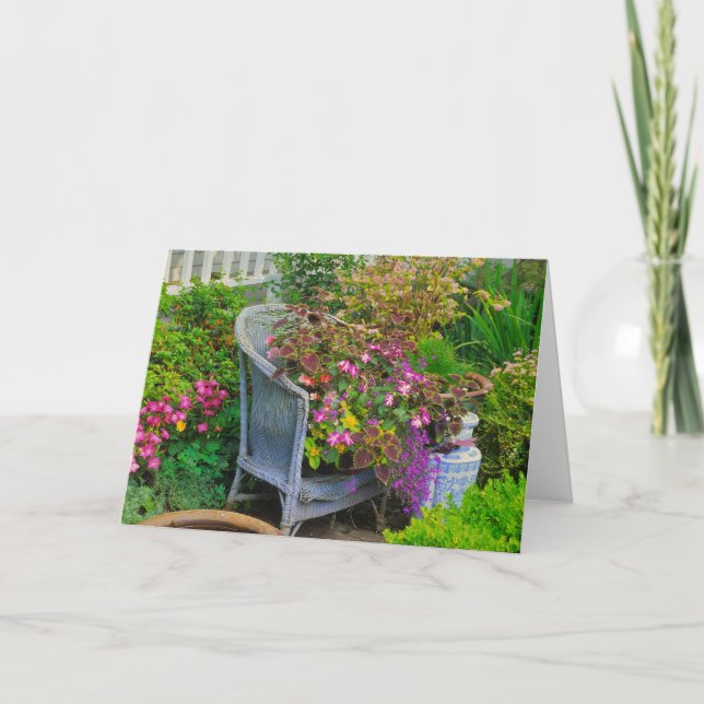 Carte de voeux de chaise de jardin (Devant)