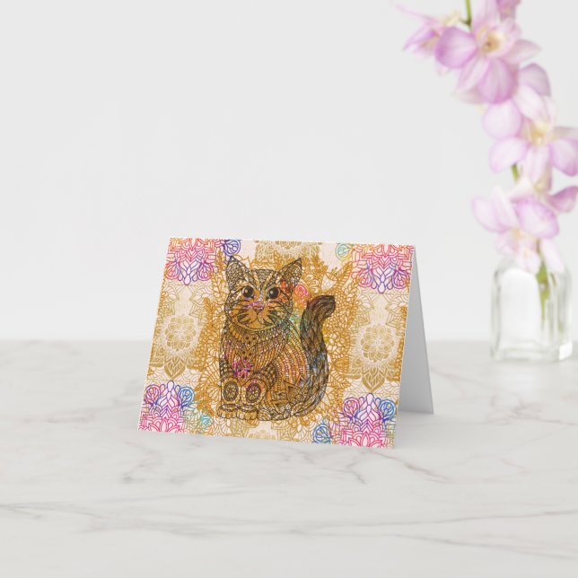 Carte de vœux de chat (Orchidée)